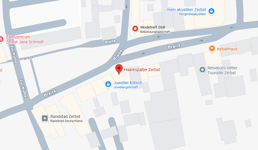 Kartenausschnitt: Haarespalter Zerbst, Breite 24, 39261 Zerbst/Anhalt